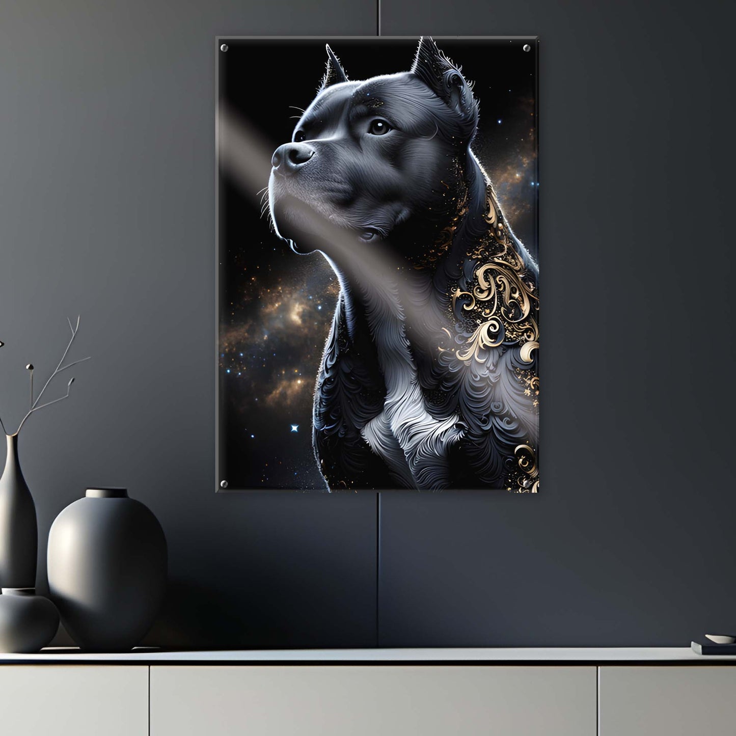Tableau American Staff AmStaff Noir & Or - 01 - Verre Acrylique
