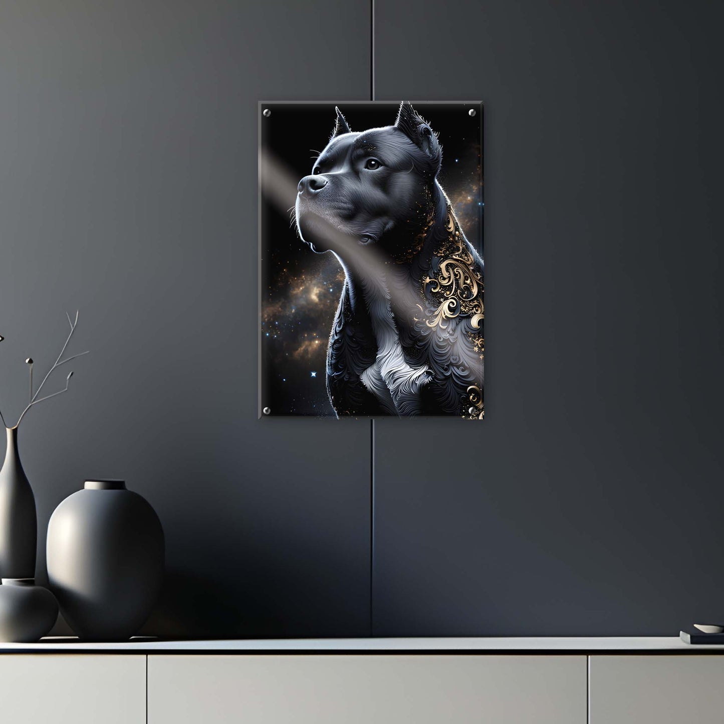 Tableau American Staff AmStaff Noir & Or - 01 - Verre Acrylique