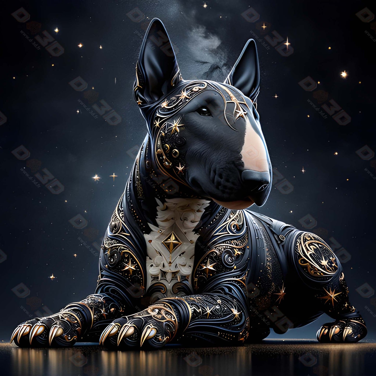Tableau BullTerrier Noir & Or - 01 - Verre Acrylique