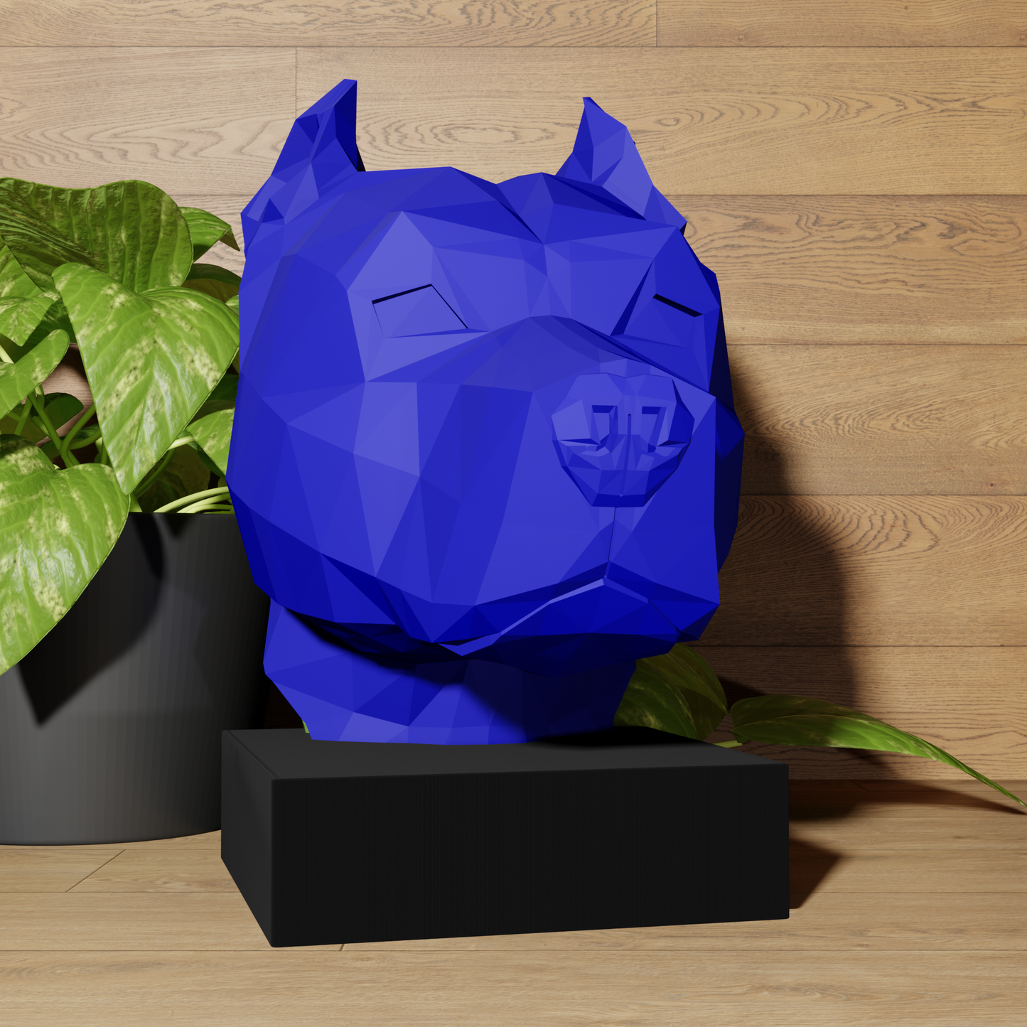 Buste American Staff - Pitbull - Urne - Décoration Géométrique