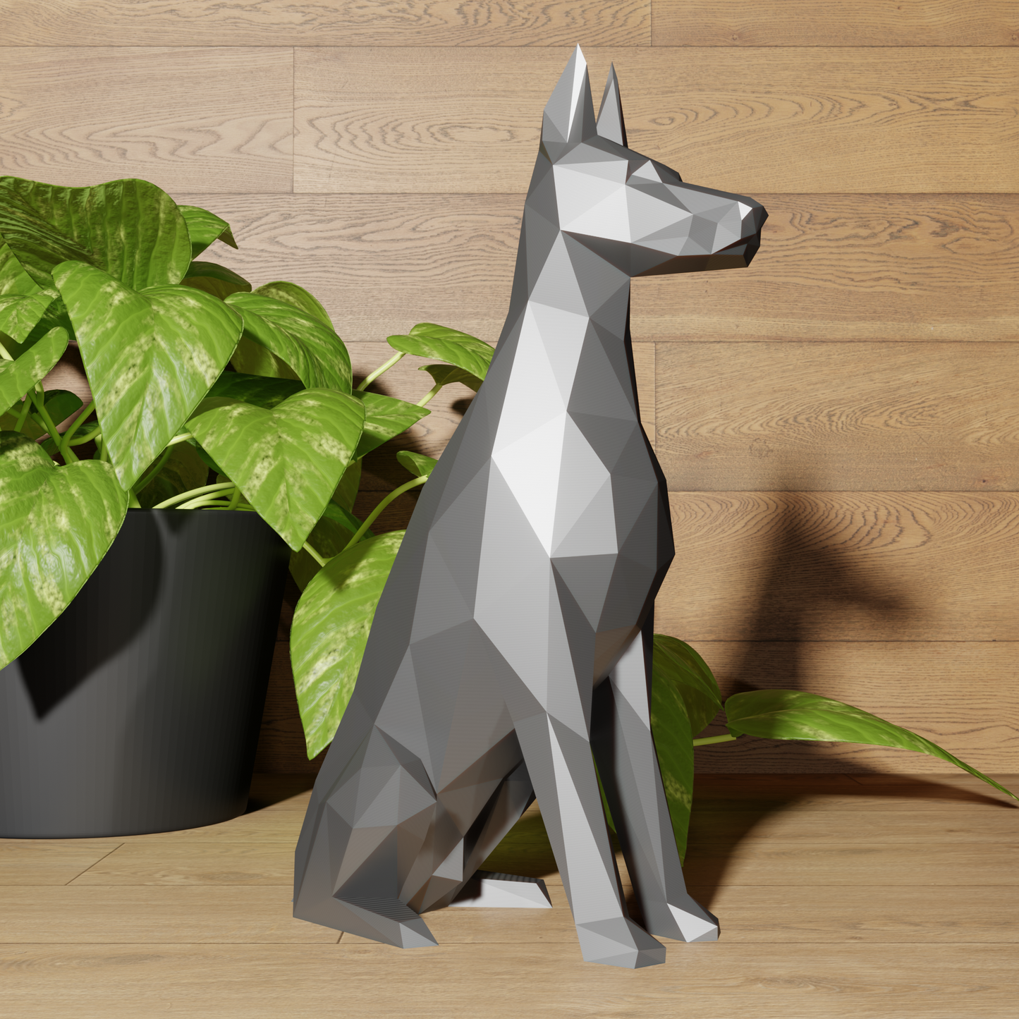 Statue Doberman - Décoration Géométrique