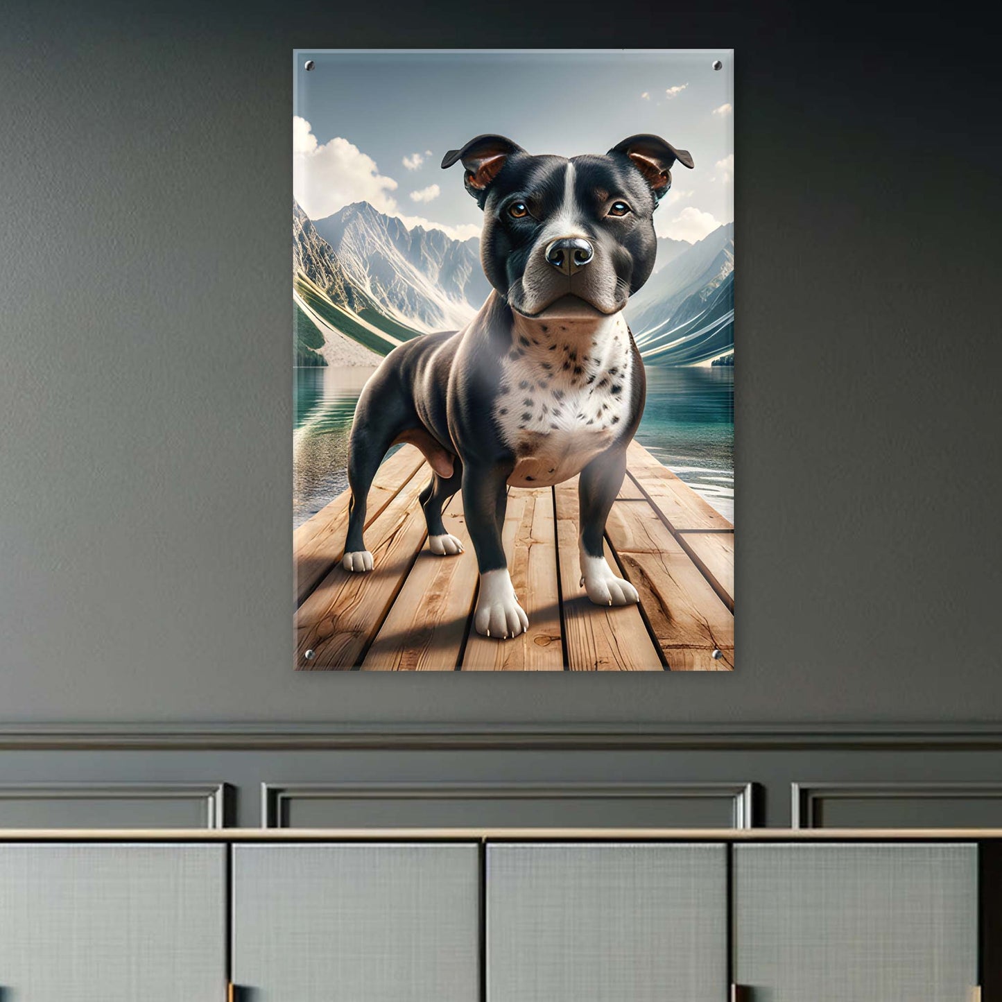 Tableau Staffordshire Bull Terrier - Montagne - Paysage - Model 01