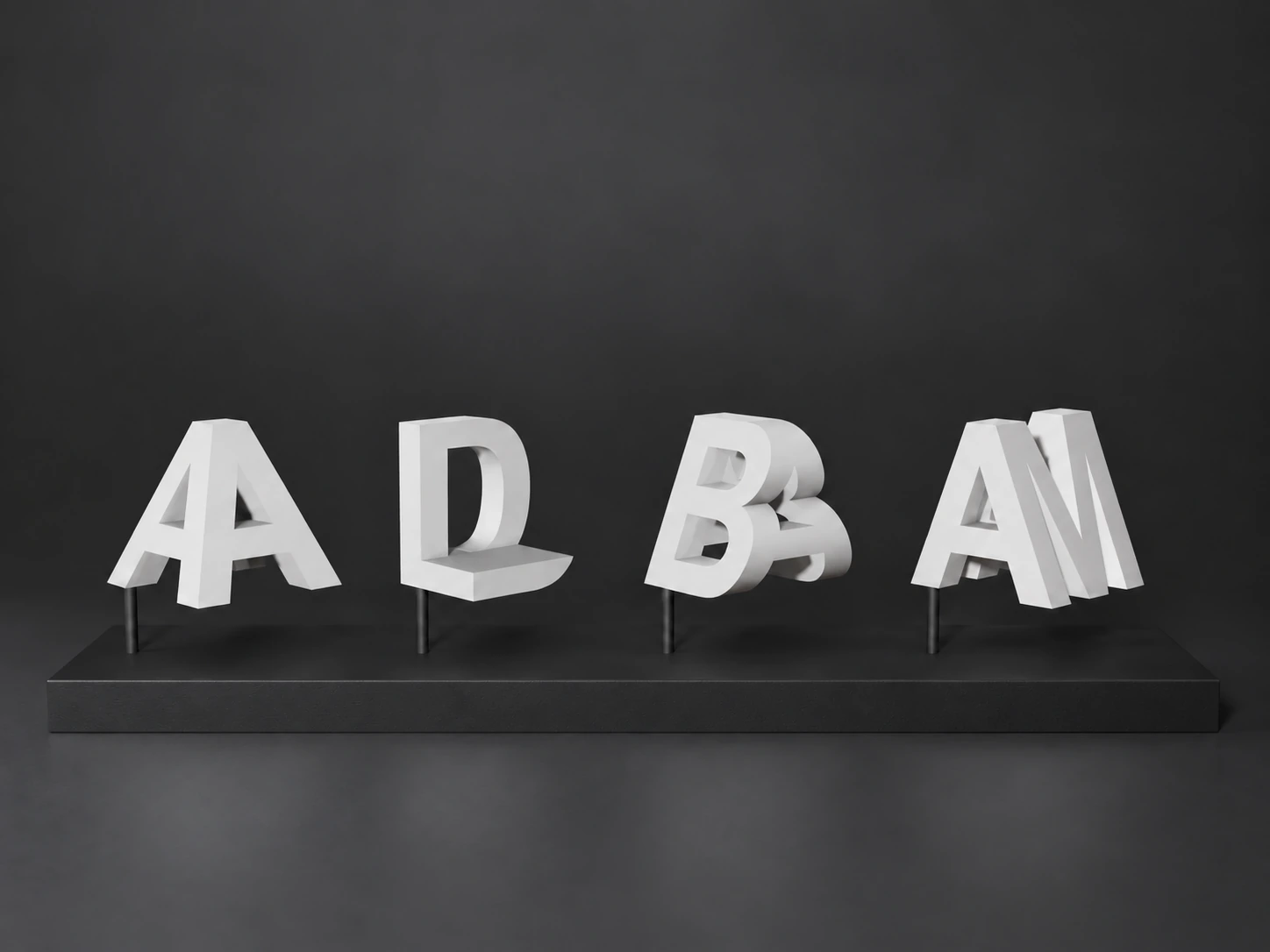 Digraphe ADAM et ALBA vu entre les deux lectures, avec tiges et socle noir