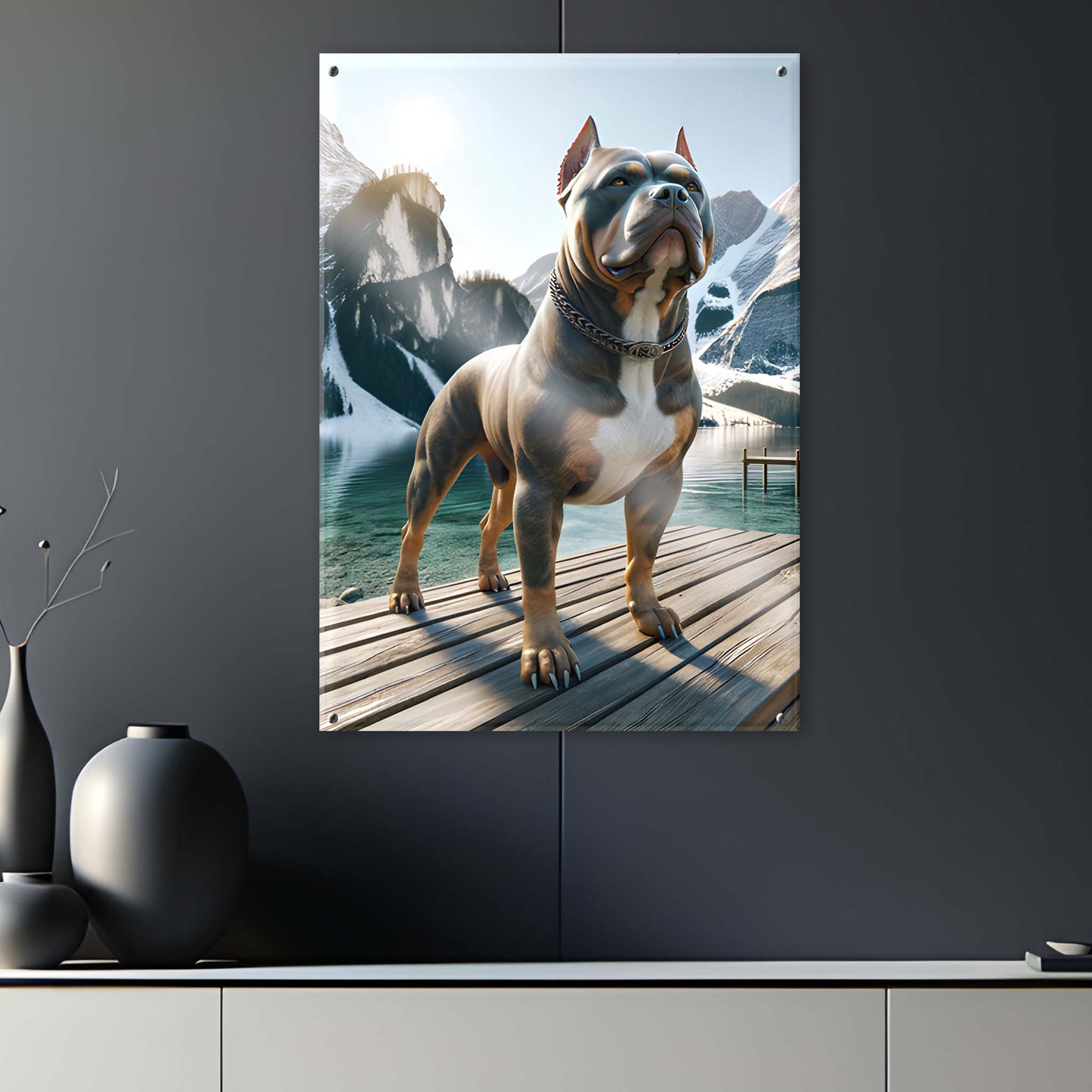 Tableau American Bully - Montagne - Paysage - Model 01