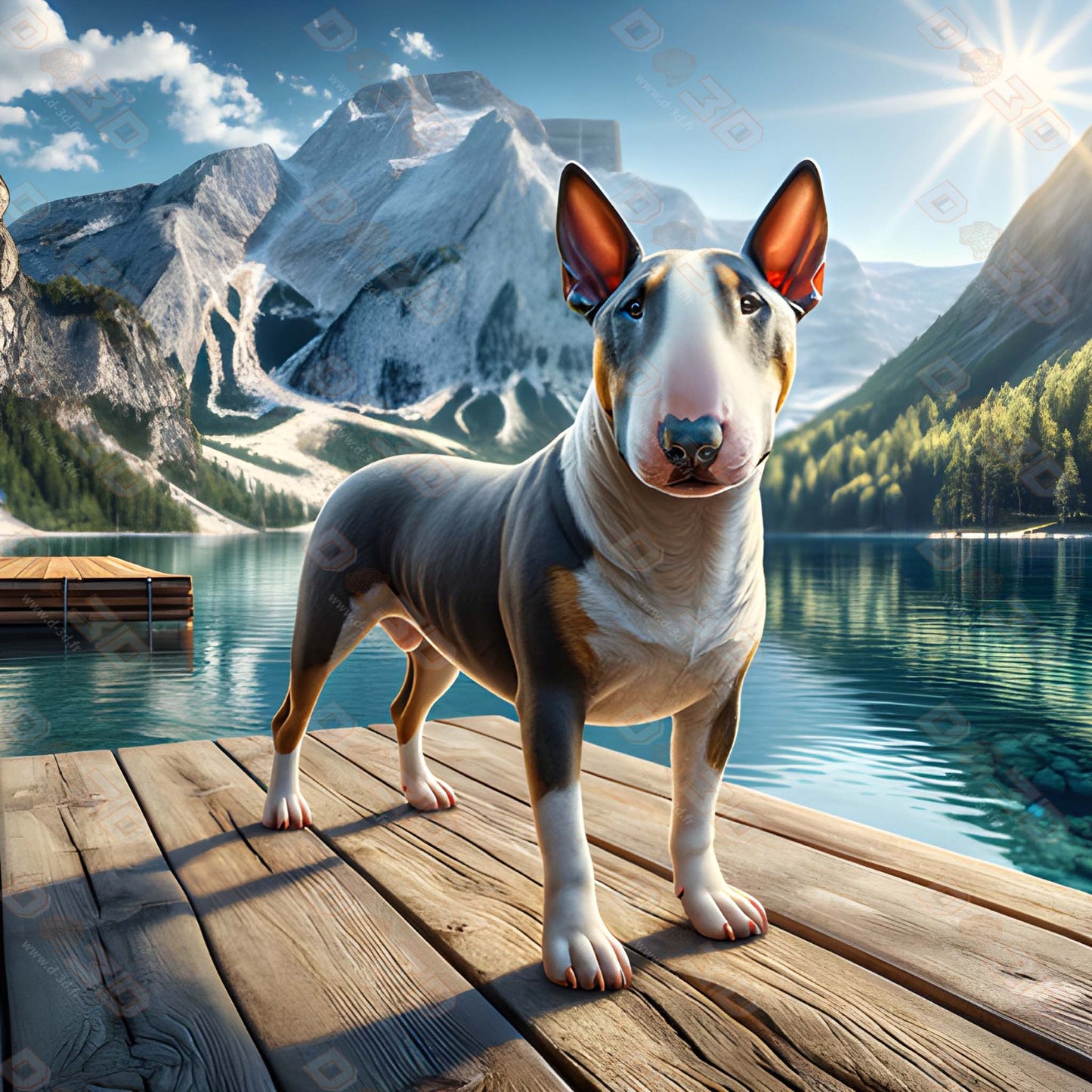 Tableau BullTerrier - Montagne - Paysage - Model 01