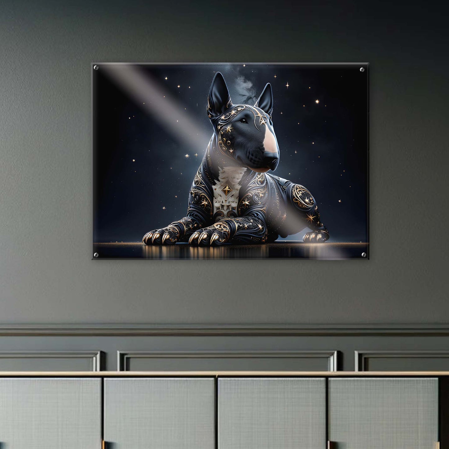 Tableau BullTerrier Noir & Or - 01 - Verre Acrylique