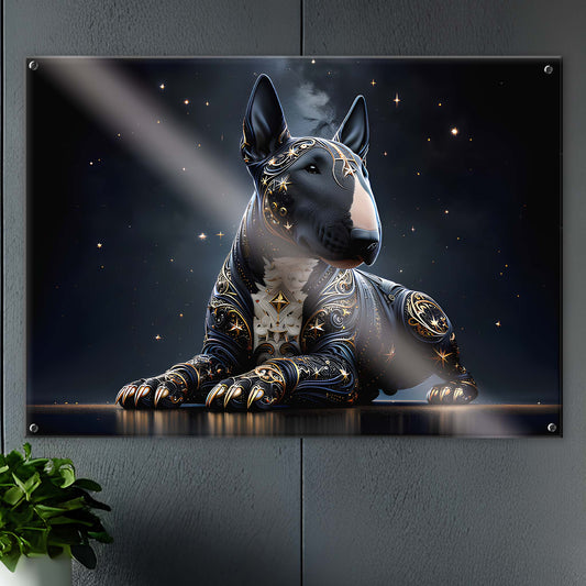 Tableau BullTerrier Noir & Or - 01 - Verre Acrylique