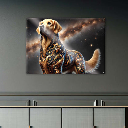 Tableau Golden Retriever Noir & Or - 01 - Verre Acrylique