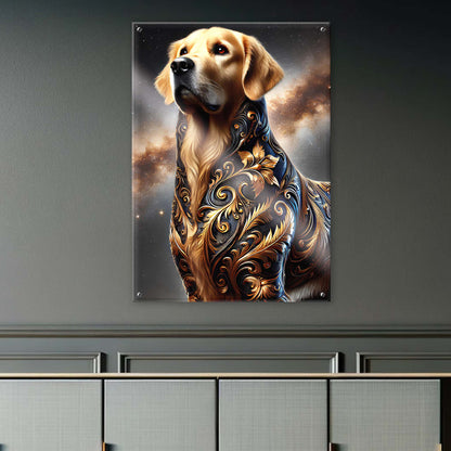 Tableau Golden Retriever Noir & Or - 01 - Verre Acrylique