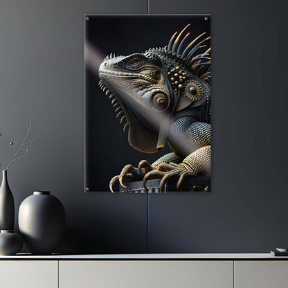Tableau Iguane Noir & Or – 01 - Verre Acrylique