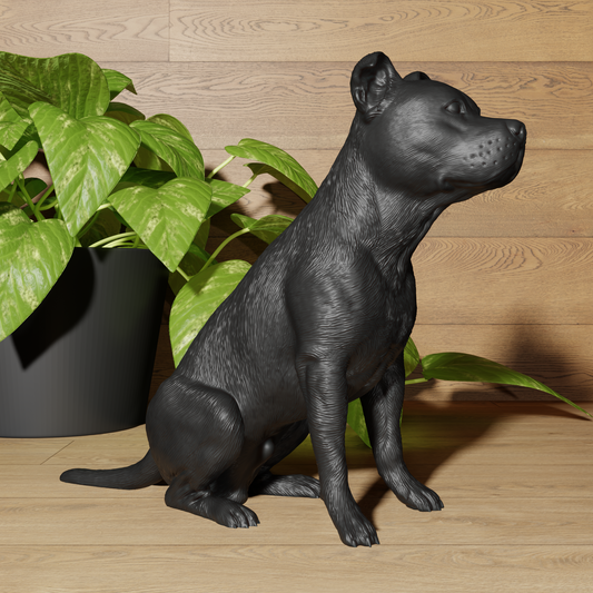 Statue Staffordshire - Staffie Assis - Décoration Réaliste