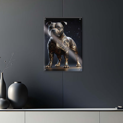 Tableau Staffordshire bull terrier Noir & Or - Black & Gold - Modern - Model 01